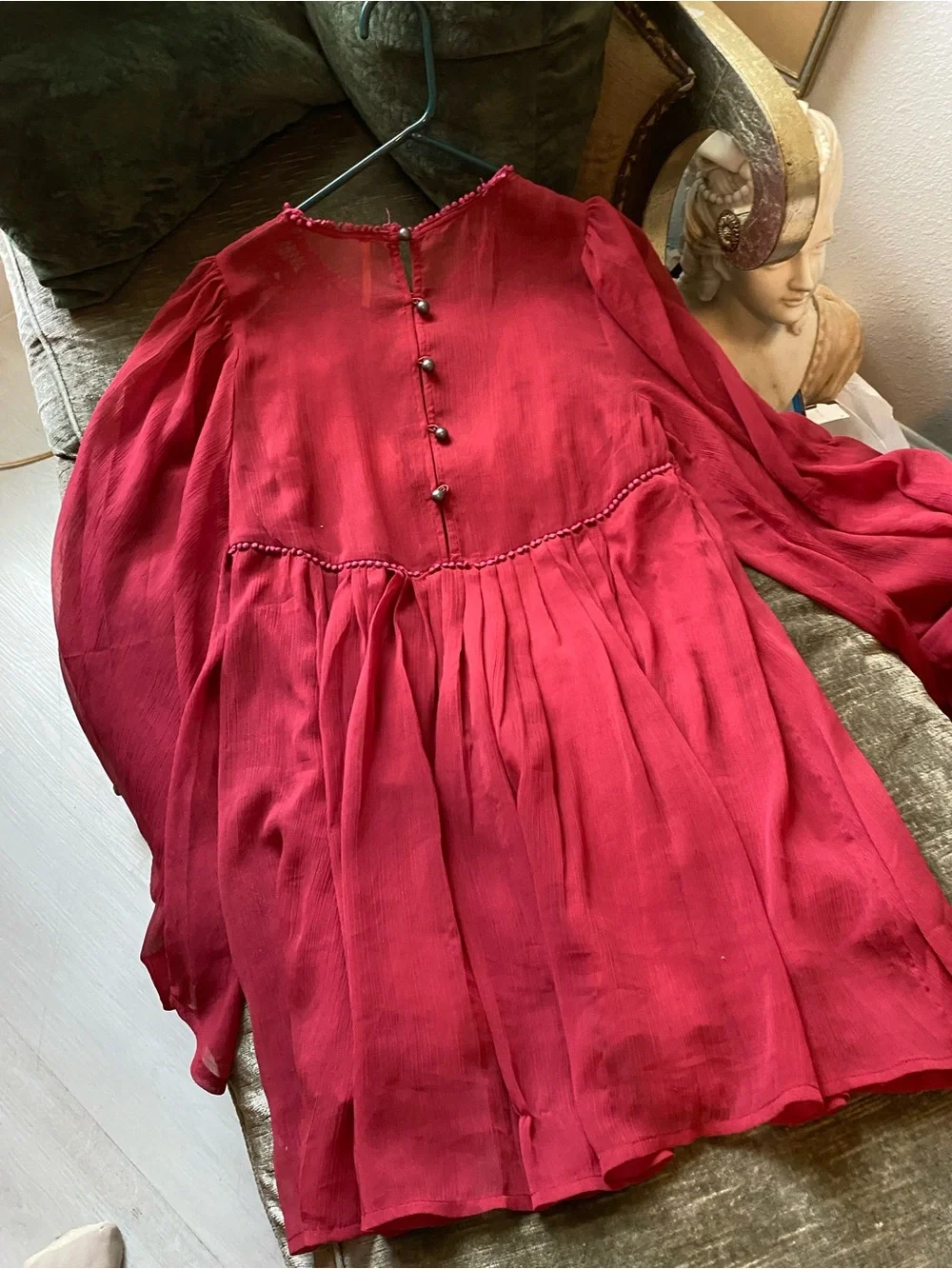 Free People Red Embroidered Mini Dress